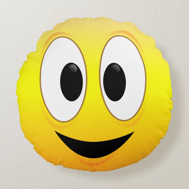 Happy Face Rundes Kissen (Vorderseite)