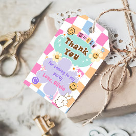 Happy Face Smile Checkered Geburtstag Geschenktast Geschenkanhänger