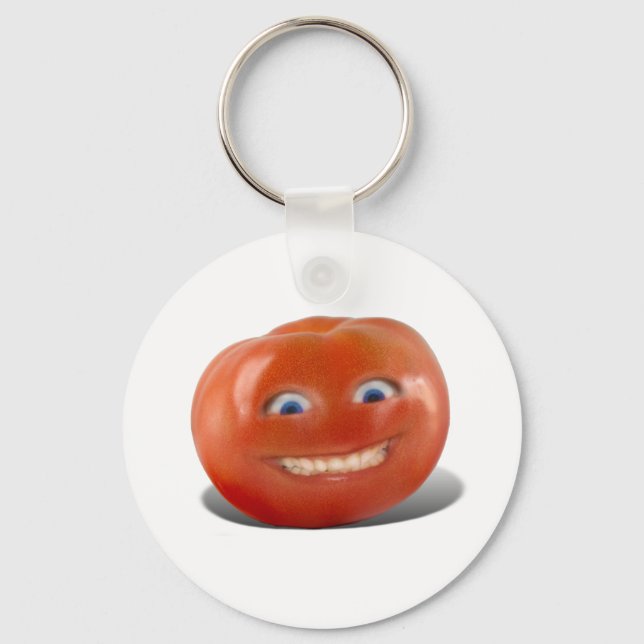 Happy Face Smiling Tomato Schlüsselanhänger (Vorderseite)