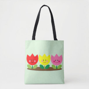 Happy Face Tulip Blume Gartenkunst Tasche