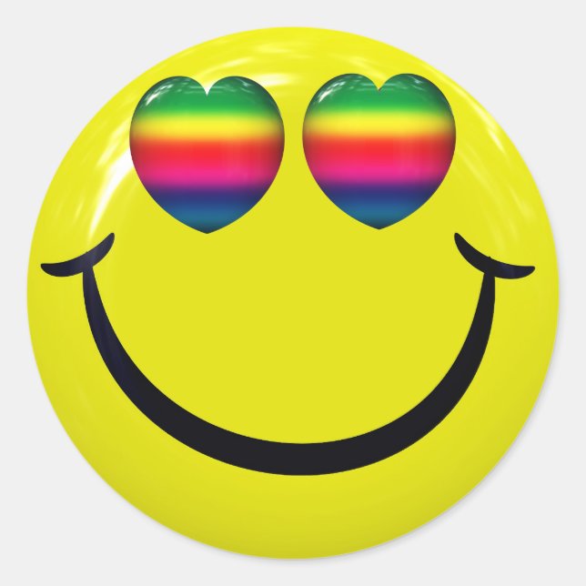 Happy Face with Rainbow Eyes Stickers (Vorderseite)