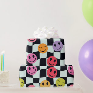 Happy Faces auf der schwarz-weißen Karton Geschenkpapier