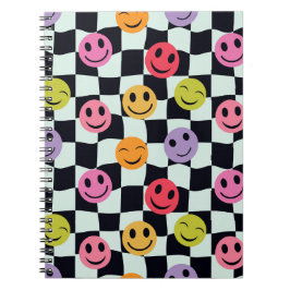 Happy Faces auf der schwarz-weißen Karton Notizblock