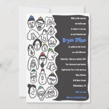 HAPPY FACES Bar Bat mitzvah Invitation Invitation