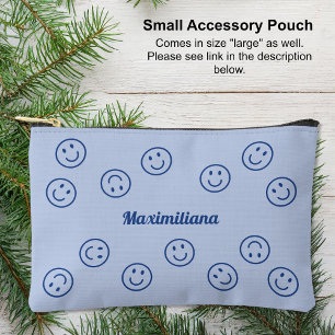 Happy Faces Blue - KLEINER Accessory Pouch Zubehörtasche