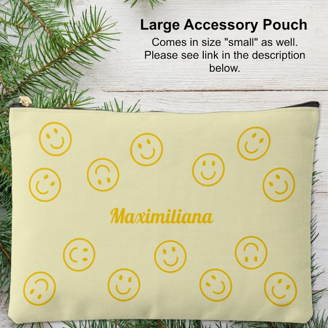 Happy Faces - Gelb- LARGE Accessory Pouch Zubehörtasche (Large Accessory Pouch - Happy Faces -Yellow by Leapfroglisics Shop)