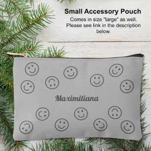 Happy Faces Gray - KLEINER Accessory Pouch Zubehörtasche