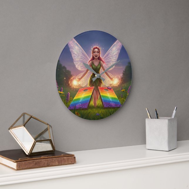 Happy Fairy Polterabend Große Wanduhr (Büro)