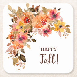 Happy Fall Blume Bloms Rechteckiger Pappuntersetzer