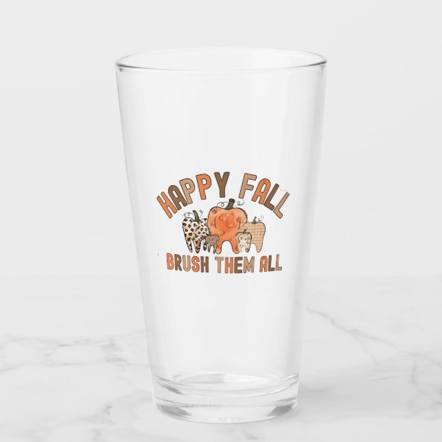 Happy Fall Brush sie alle zahnärztlichen Zähne Glas (Vorderseite)