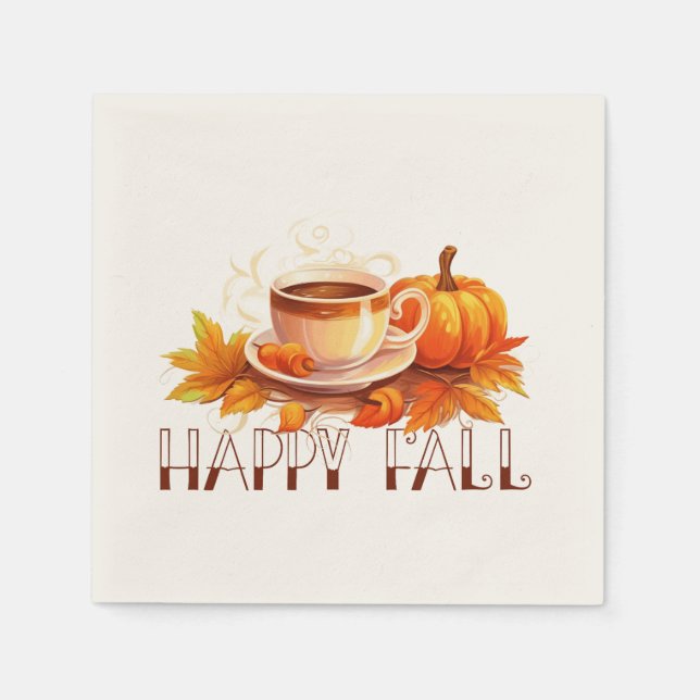 Happy Fall Coffee Pumpkin Serviette (Vorderseite)