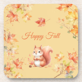 Happy Fall Eichhörnchen in Blätter Getränkeuntersetzer