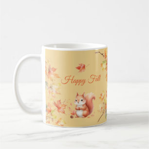 Happy Fall Eichhörnchen in Blätter Kaffeetasse