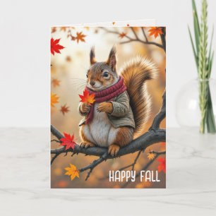 Happy Fall Eichhörnchen mit einem Ahornleaf Karte