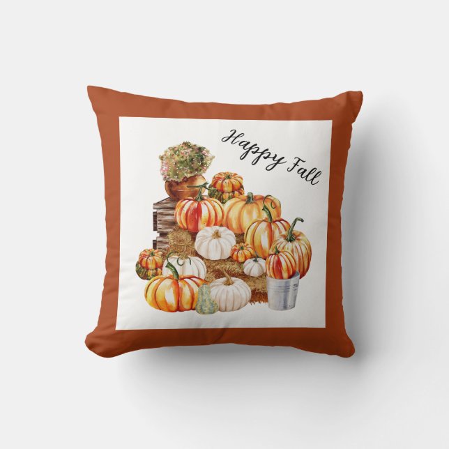 Happy Fall Farmhouse Pumpkins Kissen (Vorderseite)