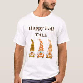 Happy Fall Gnomes mit Kürbis und Blätter Custom T-Shirt