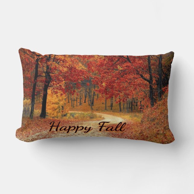 Happy Fall Herbst farbige Straßenkissen Lendenkissen (Vorderseite)
