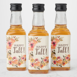 Happy Fall Herbst Floral Swag Mini Alkoholflaschenetikett