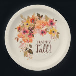 Happy Fall Herbst floraler Swag Pappteller<br><div class="desc">Auf diesen Herbstthemen werden PERSONALISIERTE PapierTeller in 2 Größen mit wunderschönen Herbst-Blume und Blätter präsentiert. Klicken Sie auf Weitere Links anpassen,  um Schriftart,  Schriftart,  Hintergrundfarbe zu ändern. Sehen Sie,  wie Sie die Artikel in unserem Geschäft anpassen.</div>