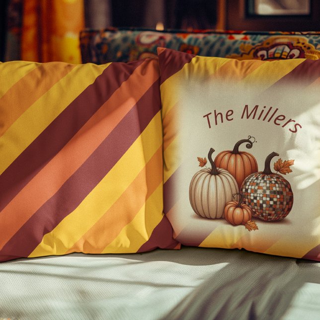 Happy Fall Herbstfarbene Muster personalisiert Kissen (Happy Fall Autumn colored pattern personalized Throw Pillow)