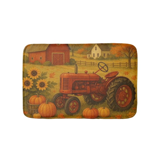 Happy Fall klassische Traktor und Bauernhof Badematte (Vorderseite)