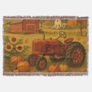 Happy Fall klassische Traktor und Bauernhof Decke