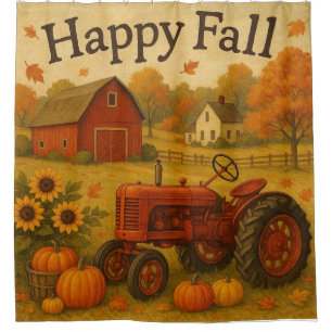 Happy Fall klassische Traktor und Bauernhof Duschvorhang