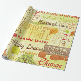 Happy Fall Linen Wrapping Paper Geschenkpapier