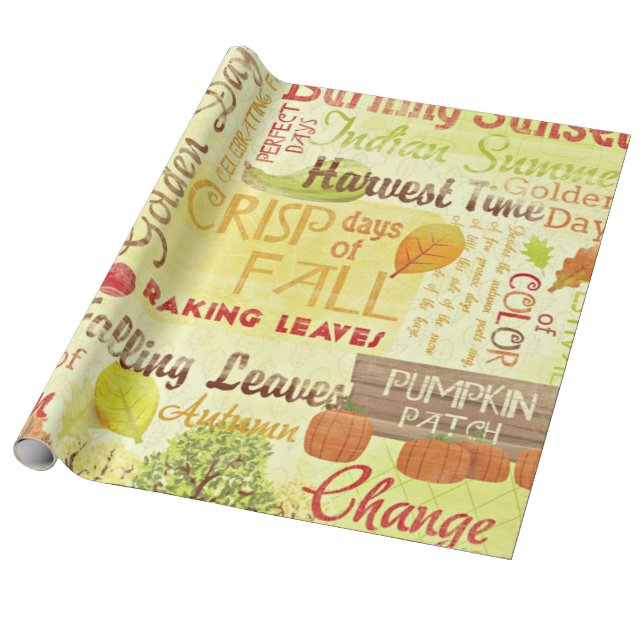 Happy Fall Linen Wrapping Paper Geschenkpapier (Ungerollt)