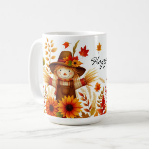 Happy Fall Niedlich Scarecrow und Herbstblätter Kaffeetasse