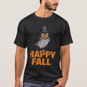 Happy Fall Owls Kopf Pumpkin Frauen Big Owl Vögel T-Shirt