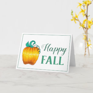 "Happy Fall" Pumpkin Aquamarine thematische Grußka Karte