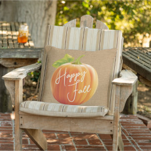 Happy Fall Pumpkin auf Imitate Jute Kissen