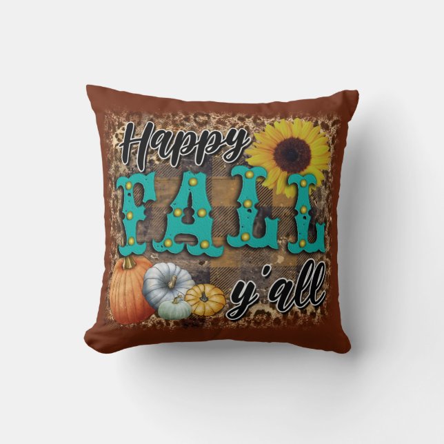 Happy Fall Pumpkin Blume Elegant Cotton 16"X16 Kissen (Vorderseite)