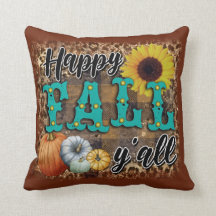 Happy Fall Pumpkin Blume Elegant Cotton 16"X16