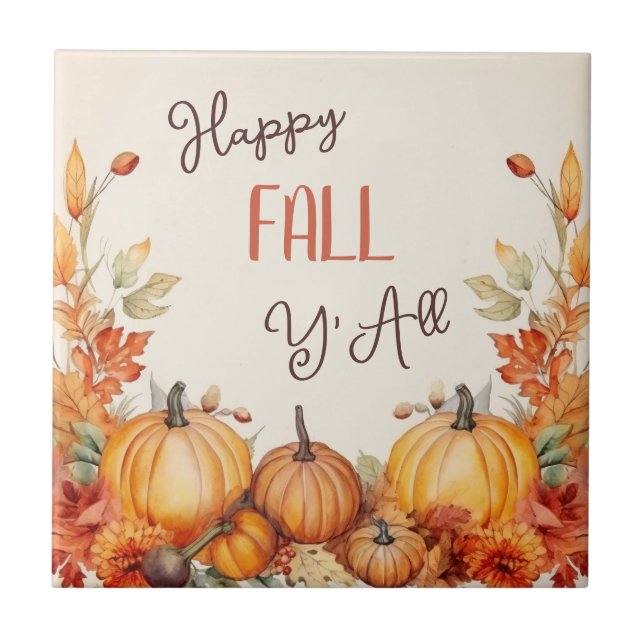 Happy Fall Pumpkin Harvest Fliese (Vorderseite)
