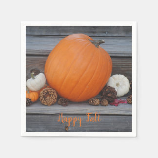 Happy Fall Pumpkin und Pine Cones Paper Napkin Serviette