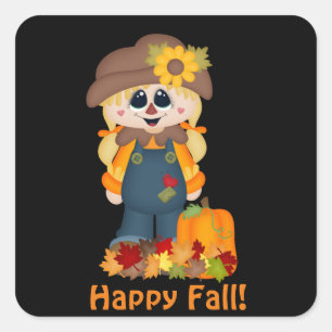 Happy Fall scarecrow Saisonaufkleber Quadratischer Aufkleber