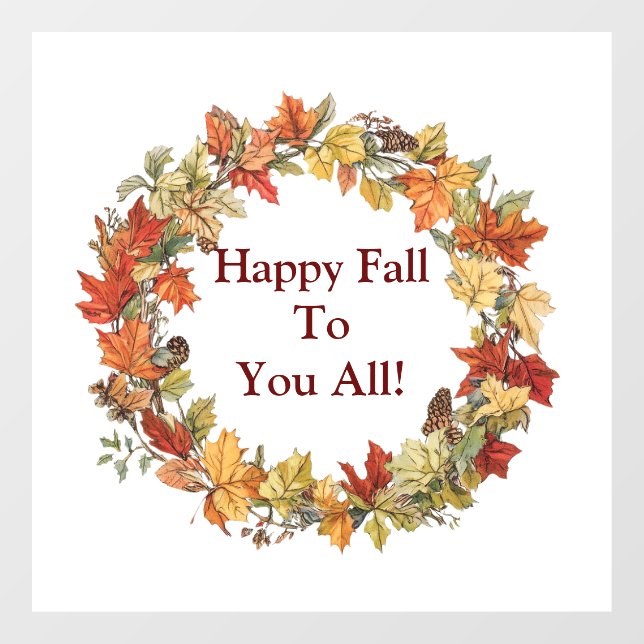 Happy Fall Wreath Window Cloning Fensteraufkleber (Blatt)