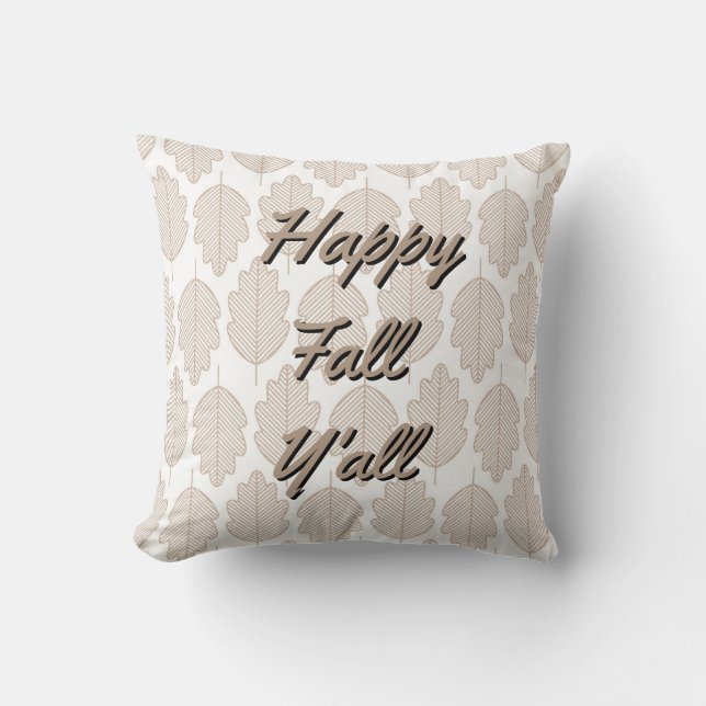 Happy Fall Y’all - Beige Herbstleaves Kissen (Vorderseite)