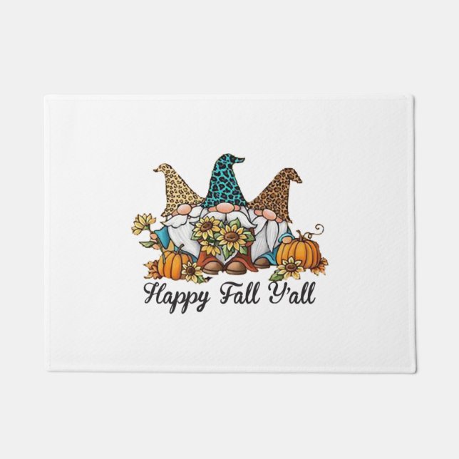 Happy Fall Y all Gnome Leopard Pumpkin Shirt Fußmatte (Vorderseite)