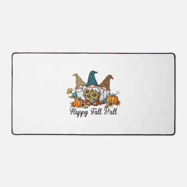 Happy Fall Y all Gnome Leopard Pumpkin Shirt Schreibtischunterlage (Vorderseite)