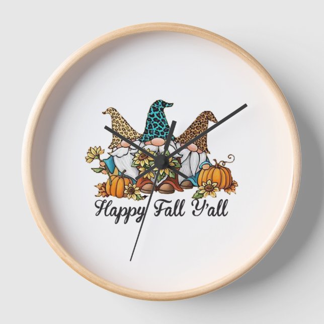 Happy Fall Y all Gnome Leopard Pumpkin Shirt Uhr (Vorderseite)