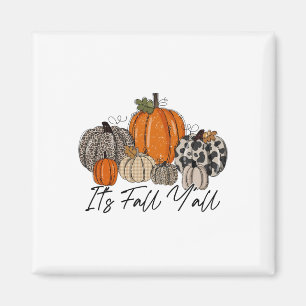 Happy Fall Y’all Pumpkin Leopard Sein Fall Yall Magnet