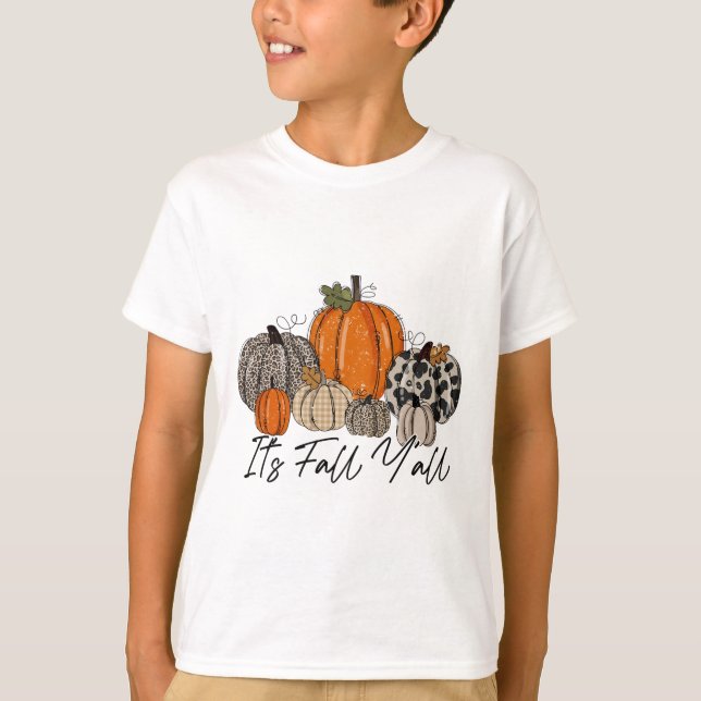 Happy Fall Y’all Pumpkin Leopard Sein Fall Yall T-Shirt (Vorderseite)