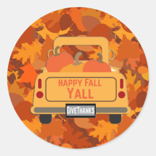 Happy Fall Yall - 1 Runder Aufkleber