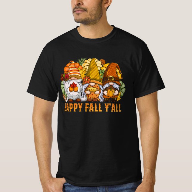 Happy Fall Y'all Autumn Gnomes Pumpkin Spice Fall T-Shirt (Vorderseite)