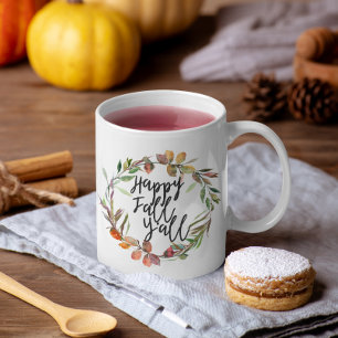Happy Fall Y'all Boho Watercolor Wreath Kaffeetasse