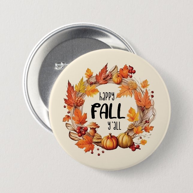 Happy Fall Y'all Button (Vorne & Hinten)