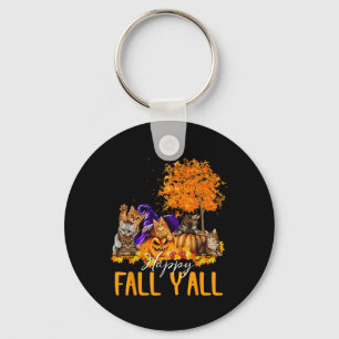Happy Fall Y'all Cats Lover Autumn Pumpkin Maple H Schlüsselanhänger
